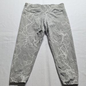 Calvin Klein Gray Leggings with White Abstract Design Size Small